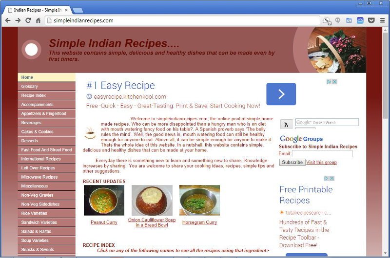 Simple Indian Recipes - History - version 1.0