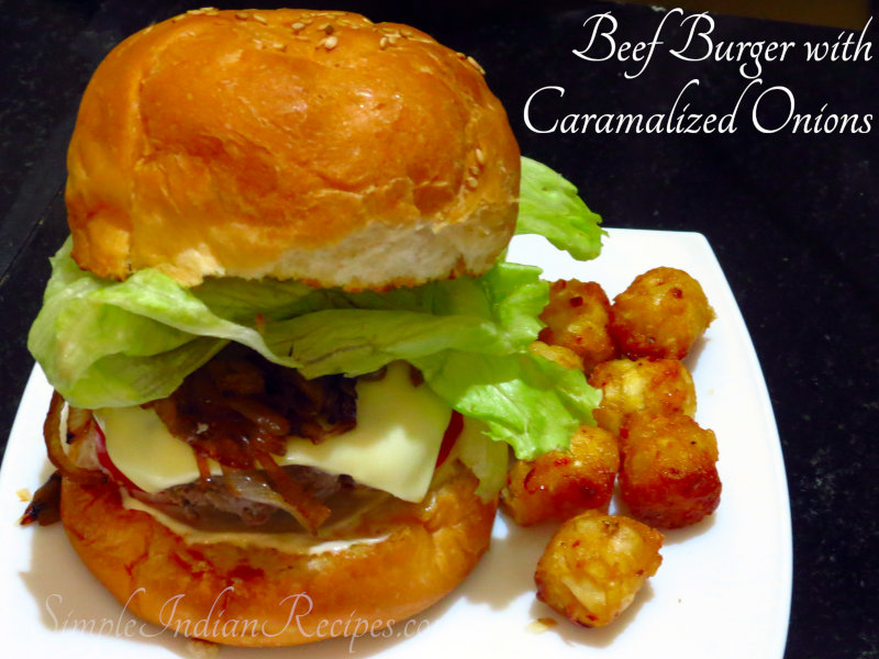Beef Burger with Caramalized Onions