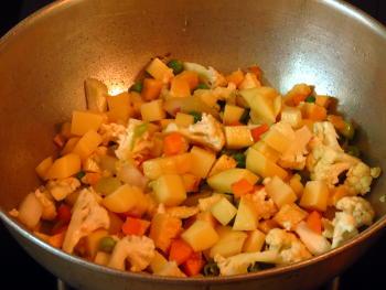 Mixed vegetable kurma preparation steps