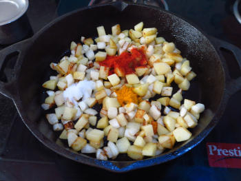 Radish Potato Fry Preparation Step