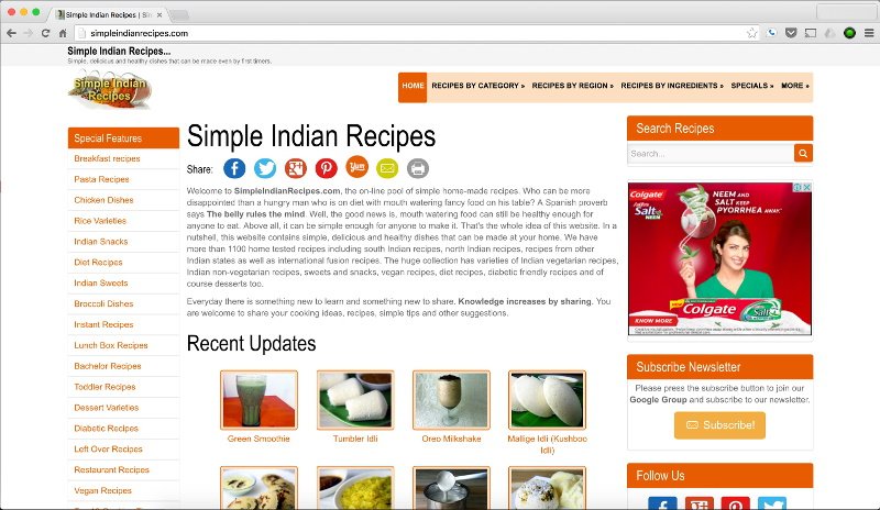 Simple Indian Recipes - History - version 3.2