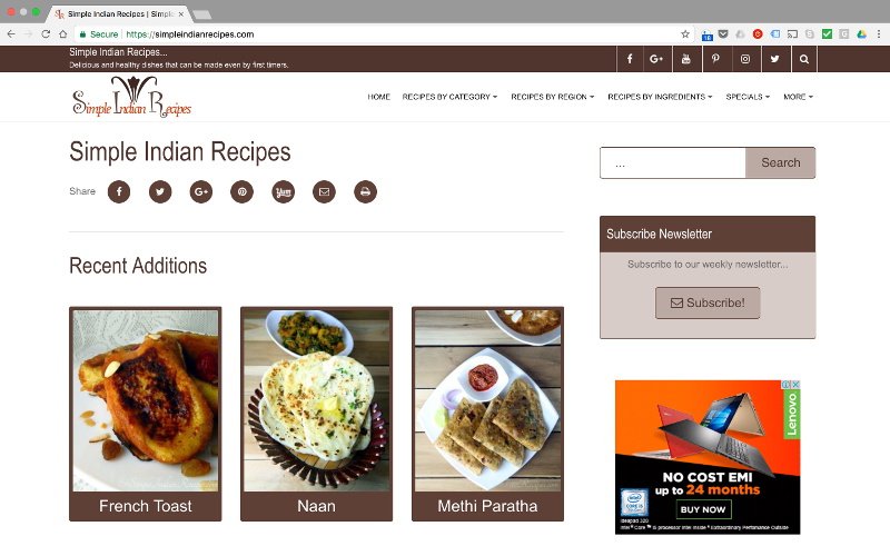 Simple Indian Recipes - History - version 4.0